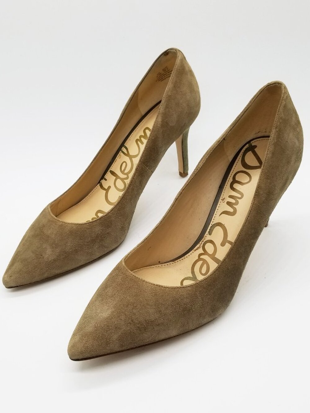 Sam Edelman Tristan Olive Moss Green Suede Pointed Toe Pump Heels Size 9.5 $120